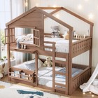 Pine Wood Bunk Bed Loft Bed With Bookshelf  House Design Full twin Platform Bed