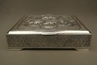 Antique Persian Islamic 84 Solid Silver Box Repousse Bird Flower Ghalamzani