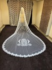 Bridal Veil Virgin Marry 1 Tier Lace Trim Embroidery Guadalupe