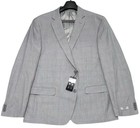 Alfani Mens Slim Fit Suit Jacket Blazer 40 L Light Grey Plaid Stretch Brand New