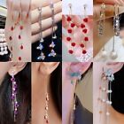 Fashion Zircon Crystal Tassel Earrings Stud Drop Dangle Women Wedding Jewelry