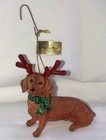 Danbury Mint Dachshund Christmas Ornament Weenie Dog Holiday Sleigh Mate Antlers