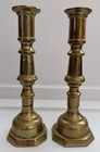 Antique Brass Candlestick Pillar Holders Set Of 2 - 8 1 4    Tall