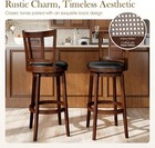 6 4 2 Piece Swivel Bar Stools Bar Height Barstools W  Backrest   Solid Wood Legs