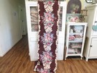 Super Rare Pink Roses On Chocolate Brown Scrolly Cotton Art Deco Barkcloth