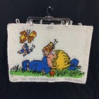 Vtg Kitschy Retro Girl With Butterflies Latch Hook Wall Hanging Tapestry Rug
