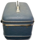 Vintage American Tourister Blue Carry Make Up Train Case  With Key And No Tray