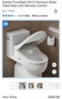 Kohler 28118-0 C3-325 Round Bidet Toilet Seat With Remote Control New