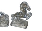 Vintage Bookends Pair L e  Smith Clear Glass Rearing Horse Statue 2  Equestrian