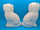 Vintage Staffordshire Reproduction Spaniel Dog Figurines  White W gold Accents