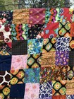 Vintage Handmade Hand-tied Patchwork Quilt 77x77 Boho Folk Art Quilt