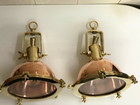 Set Of 2 Marine Antique Nautical Copper   Brass Pendant Lights Coastal Lighting