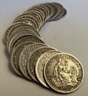 One Pre-1917 Peru 1 2 Dinero Seated Liberty World Silver Coin Randomly Selected
