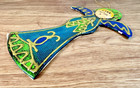Christmas Angel Ornament Mid Century Green Blue Gold Masonite Vintage Retro 60s