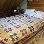 Vintage Handmade Quilt 9 Patch  82 X 71 Hand Sewn And Quilted