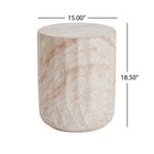 Lightweight Concrete Side Table Cylinder Travertine Finish Accent Table