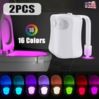 2pcs 16 Color Led Toilet Night Light Motion Activated Sensor Bathroom Bowl Seat