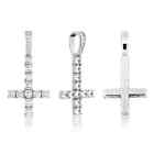 Inverted Upside Down Cross With Rope Chain Solid 925 Sterling Silver Cz Diamonds