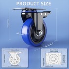 4 Inch Caster Wheels With Brake  Heavy Duty Casters Set Of 4  Swivel Plate
