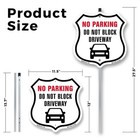 No Parking Do Not Block Driveway Shield Shaped Sign With Stake Weather Resistant