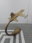 Vtg Brass Jet Fighter Airplane Desk Display   10 5  Tall 2lb 14oz