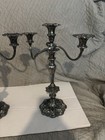 2 Matching Heavy Large Vintage 3 Scone Silver Plated Candelabra 16    T X 12    W