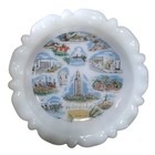 Nebraska Souvenir Plate Milk Glass Scalloped Edge Collector Trinket Dish