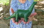 Cast Iron Green Brontosaurus Dinosaur Coin Bank Similar To Sinclair 11  Long