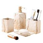 Bathroom Accessories Set 4 Pieces Toothbrush Holder Soap Dispenser Brown