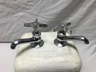 Vtg Pair Chrome Plated Brass Separate Hot Cold Sink Faucets Central Old 1357-23b