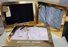 Michael Kors Cable Knit Scarf  hat Set Metal Logo  Black  Pink  Grey Nib  98