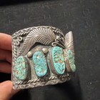  Sterling Silver And Turquoise Men s Cuff Watch  Native American Jessie Claw 93g