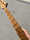 4a Reverse Headstock Jazz Bass 20frets Roasted Flame Maple Guitar Neck Bone Nut