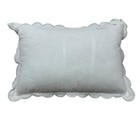 Indigo Home Blue White Floral Embroidered Scalloped Toile Decorative Pillow Set