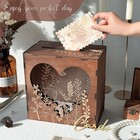Wooden Wedding Card Box For Reception Gift Money Holder Rustic Brown