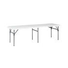White 8 Foot Easy Fold Folding Plastic Table  Heavy Duty  Indoor Outdoor