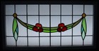 Old English Leaded Stained Glass Window Transom Pretty Floral 41 3 4  X 21 1 2 