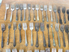 91 Silverplate Salad Forks Craft Lot Fair poor Condition Review Pictures