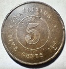 1890-h Mauritius 1 Cent  Vf Scarce Date 