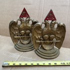 Bronze Masonic Bookends Double Eagle Spes Mea In Deo Est Scottish Rite 32 Degree