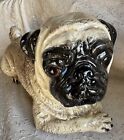 Vintage The Townsends Ceramics Pug Dog Statue Life Size Realistic Large Signed
