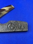 Vtg Faux Tortoise Celluloid Shell Comb W  Silver Medieval Repousse Holder Case
