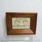Vintage Patchwork Country Cottage Cats Miniature Small Framed Mini Print 