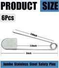 6 Pack Large Safety Pins  5 Inches Heavy Duty Stainless Steel Oversize Safety Pi