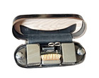 Vintage Gentleman s Travel Vanity Grooming Set In Leather Case Brushes   Mirror
