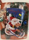 Bucilla Christmas Felt Applique Holiday Stocking Kit  Santa On Sled 15    1995