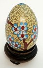 Vintage Cloisonne Egg Enameled  Floral Pattern With Butterfly W stand 2 75 
