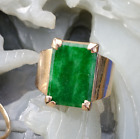 Earth Mined Jadeite Jade Antique Engagement Ring Victorian Deco Solid 18k Gold