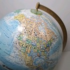 Vintage 12  Globemaster World Globe Raised Relief Terrain Brass Tone Metal Base 