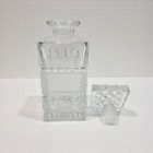 Vintage Cut Glass Decanter Square Whiskey Liquor Bottle W Stopper